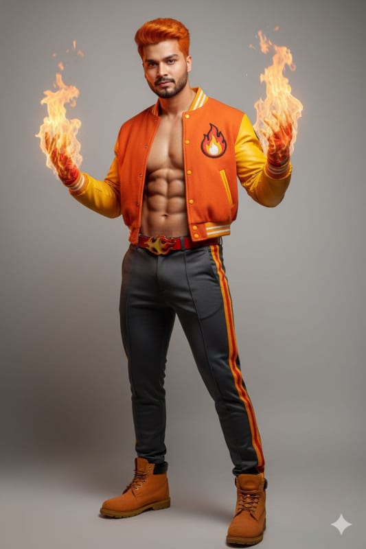 Fiery Varsity Flame Model: Ultrarealistic Portrait - view 1