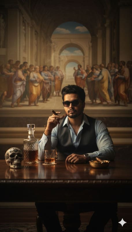 Cinematic Renaissance Cigar Lounge Portrait thumbnail 3
