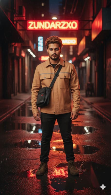 Urban Neon Night Fashion Portrait - view 1