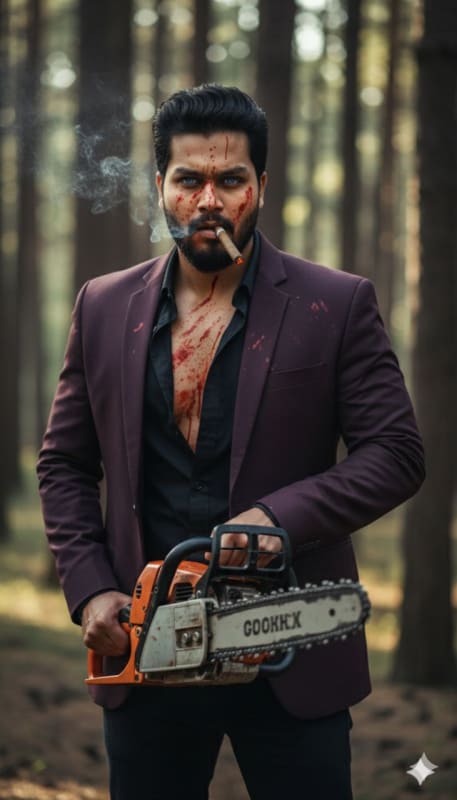 Cinematic Chainsaw Horror Portrait - view 1