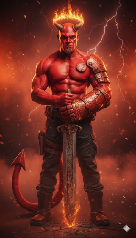 Cinematic Hellboy Cosplay Portrait - view 1