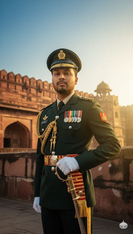 Indian Soldier Ceremonial Portrait thumbnail 2