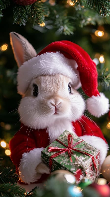 Festive Bunny: A Christmas Portrait in Photorealistic Style - view 1