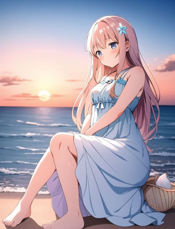Sunset Beach Serenity: A Romantic Seaside Portrait thumbnail 2