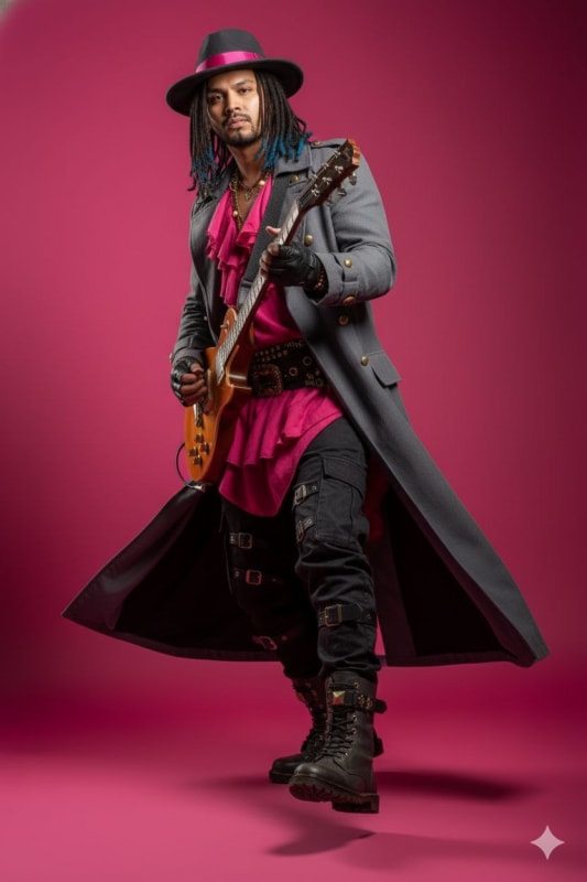 Cyberpunk Guitarist in Pink: A Stylish AI Portrait thumbnail 3