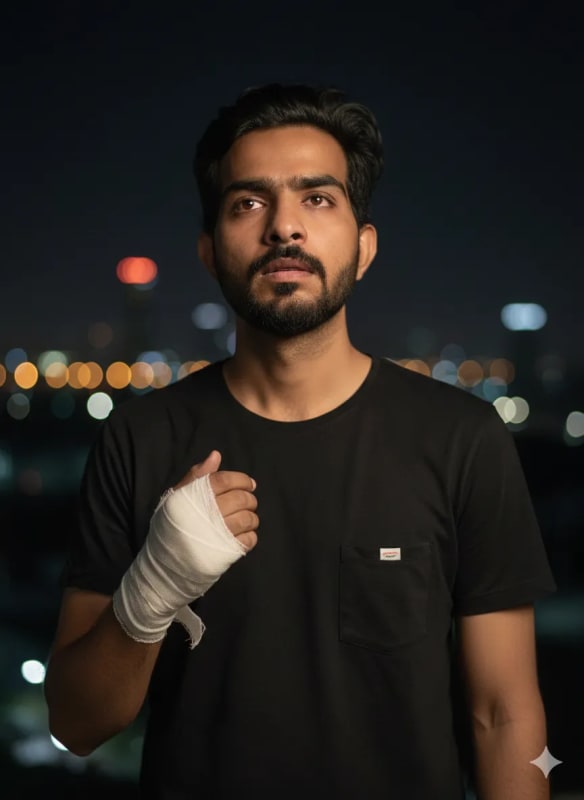 Emotional Night Portrait with City Bokeh thumbnail 2