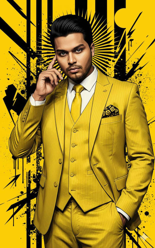 Yellow Suit Portrait: Graphic Novel Style thumbnail 3
