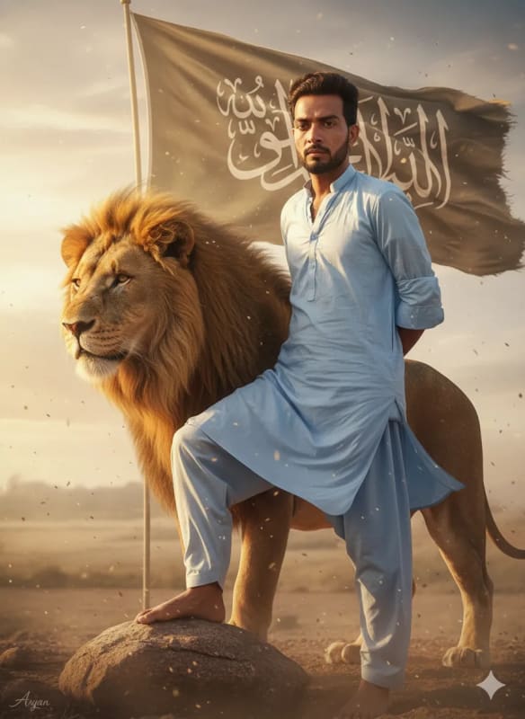 Cinematic Lion and Man Portrait: Wind-Swept Majesty - view 1