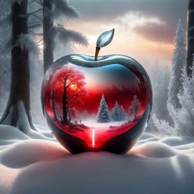 Epic Crystal Apple in Winter Forest: 8K Hyperrealistic Digital Painting thumbnail 2