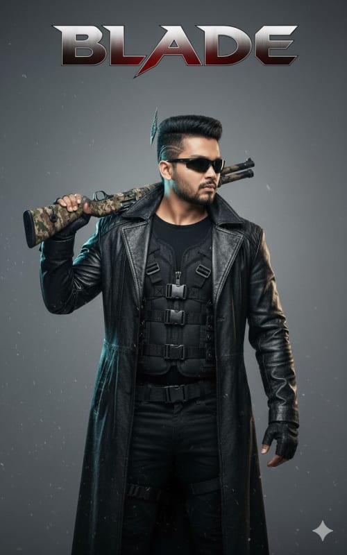 Blade Movie Poster Portrait with Realistic Character thumbnail 3