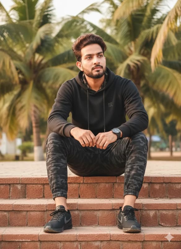 Stylish Man in Urban Outdoor Setting: AI Art Prompt - view 1