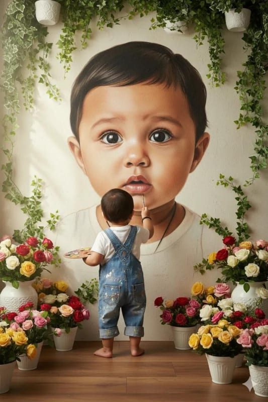 Artist Painting Self-Portrait Mural thumbnail 2