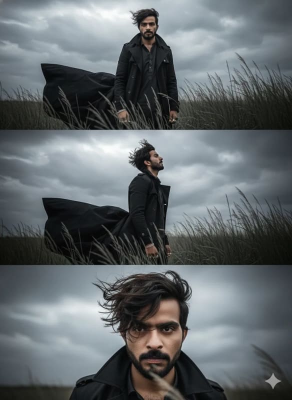 Windy Noir: Dramatic Portrait of a Man in a Trench Coat thumbnail 2
