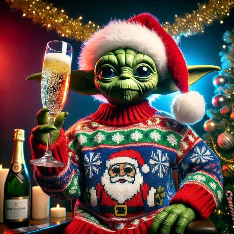 Alien Yoda Christmas Sweater Portrait thumbnail 3