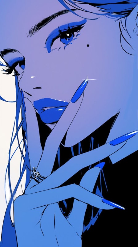 Blue Nail Fashion Model Illustration - view 1