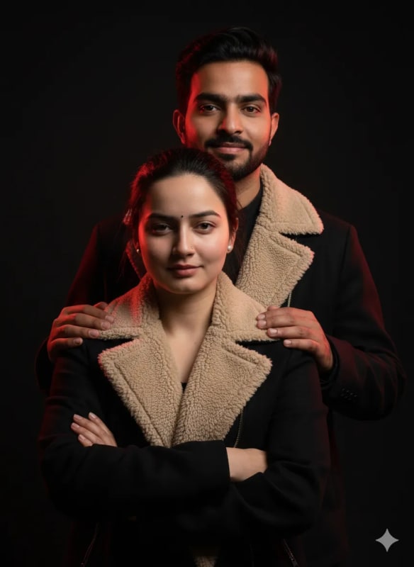 Dramatic Couple Portrait in Studio Lighting thumbnail 2