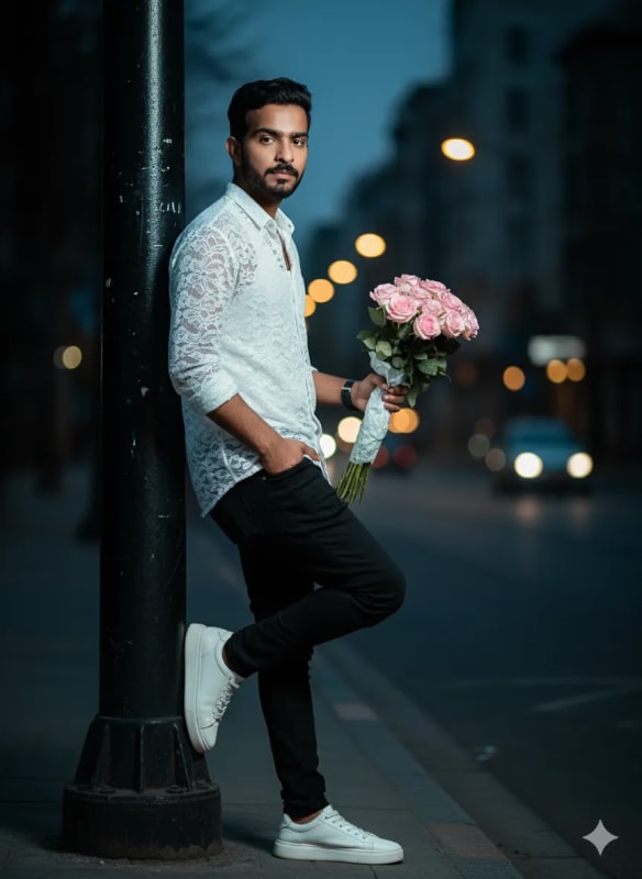 Romantic Blue Hour Portrait with Roses thumbnail 2