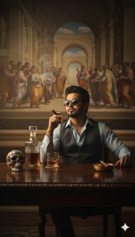 Cinematic Renaissance Cigar Lounge Portrait thumbnail 2