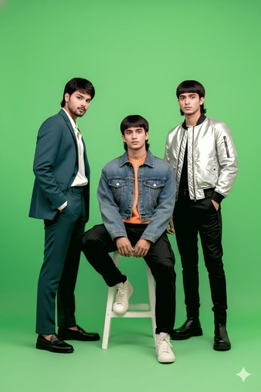 Electric Green Fashion Editorial with Male Models - view 1
