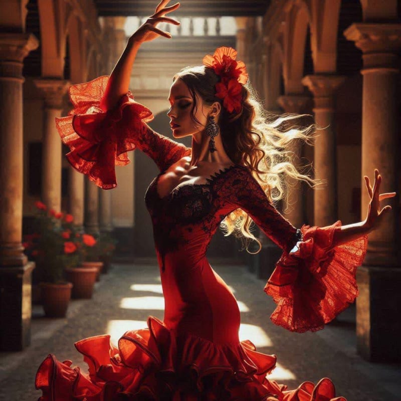 Flamenco Dancer in Traditional Spanish Setting thumbnail 2