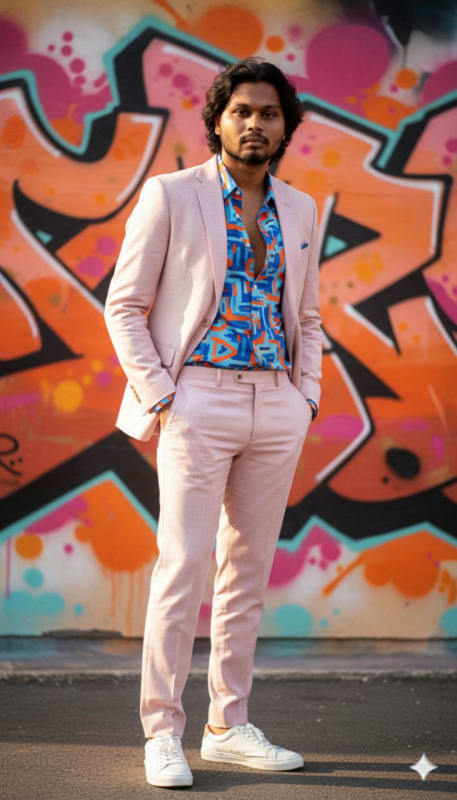 Urban Pink Suit Fashion Editorial - view 1