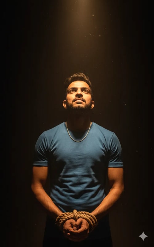 Dramatic Spotlight Portrait: Tension, Hope, and Isolation - view 1