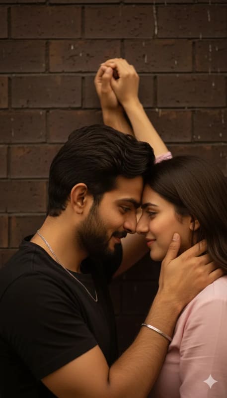 Romantic Couple Portrait with Hand Restraint thumbnail 2