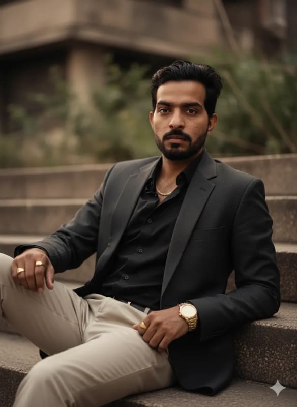 Stylish Man in Cream Suit Cinematic Portrait thumbnail 2