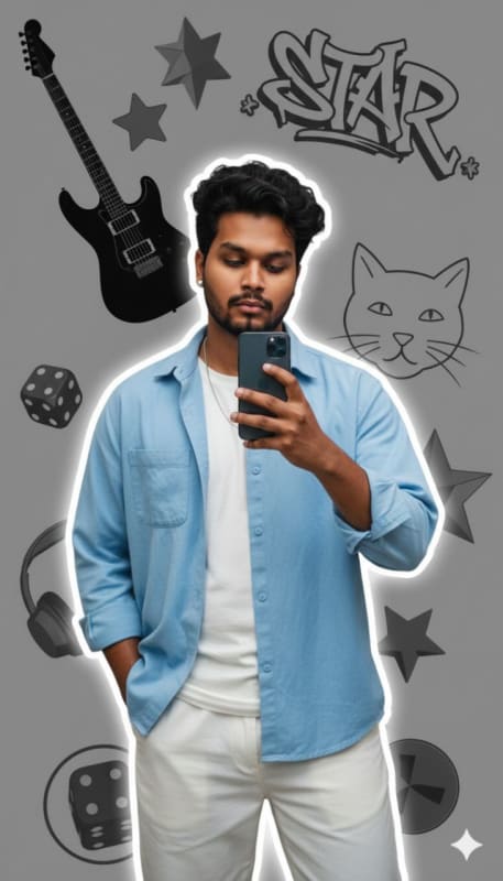 Trendy Collage Background Mirror Selfie - view 1
