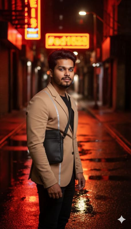 Urban Neon Night Fashion Portrait thumbnail 3