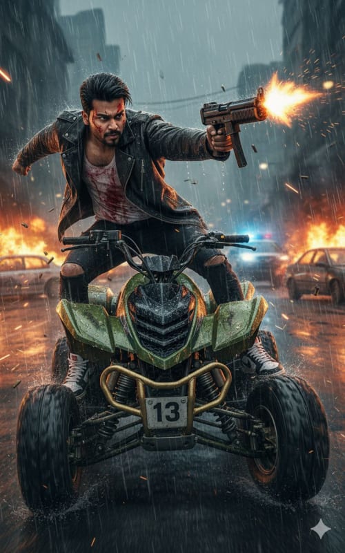 Hyper-Realistic Action Portrait: Urban Chase Scene - view 1