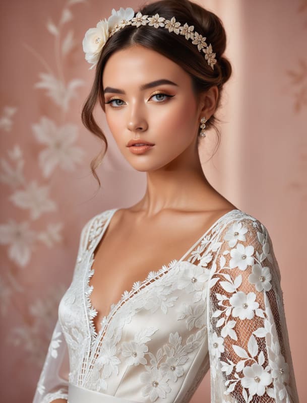 Ethereal Fashion Portrait: Vintage Glam Meets Modern Style thumbnail 2