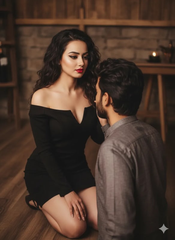 Realistic Couple Portrait with Dramatic Makeup and Chic Style thumbnail 2