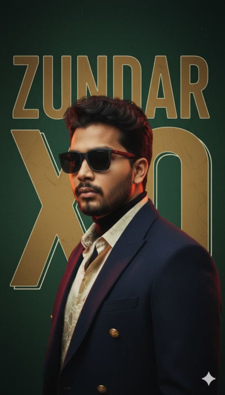Cinematic Portrait with Geometric Typography Overlay - view 1