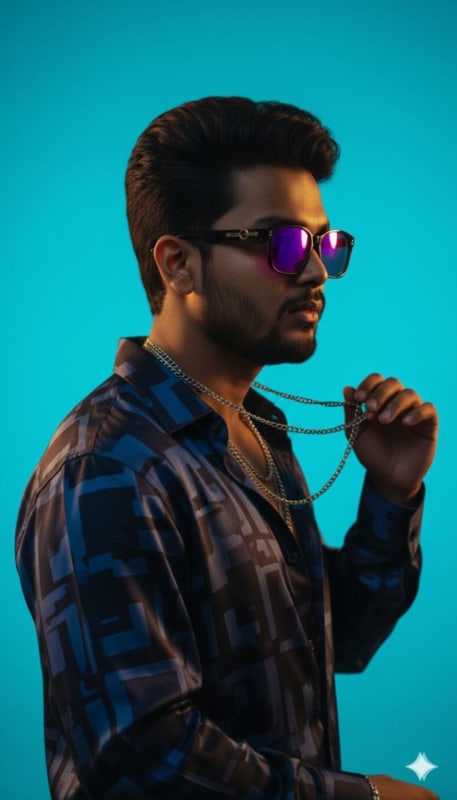 Vibrant Cyan Fashion Profile Portrait thumbnail 2