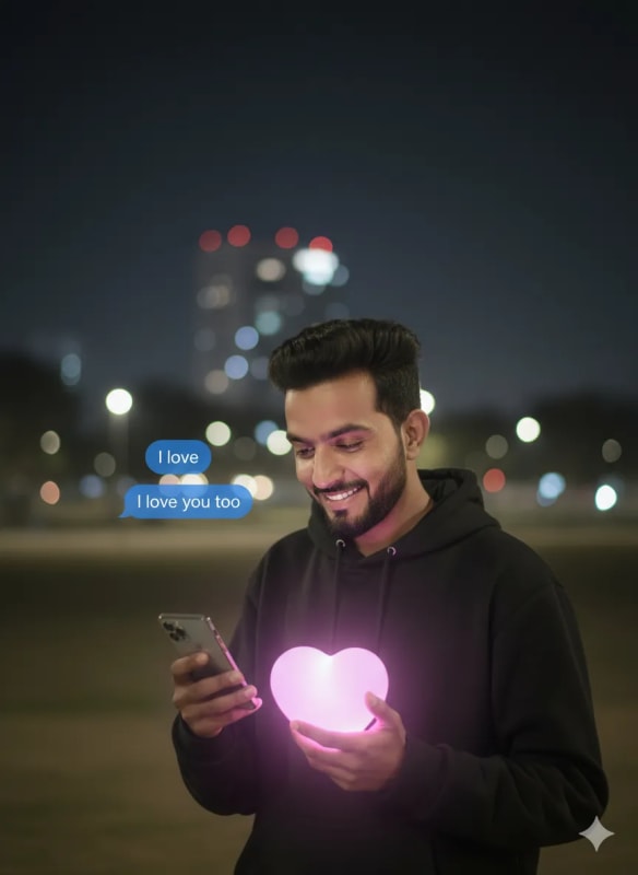 Joyful Man with Glowing Heart Portrait - AI Art Prompt - view 1