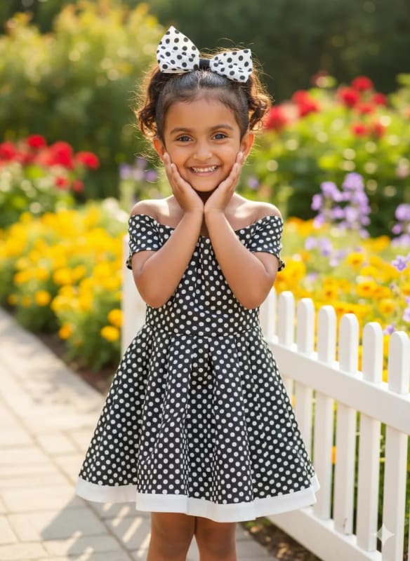 Polka Dot Dress Portrait: AI Fashion Photography thumbnail 4