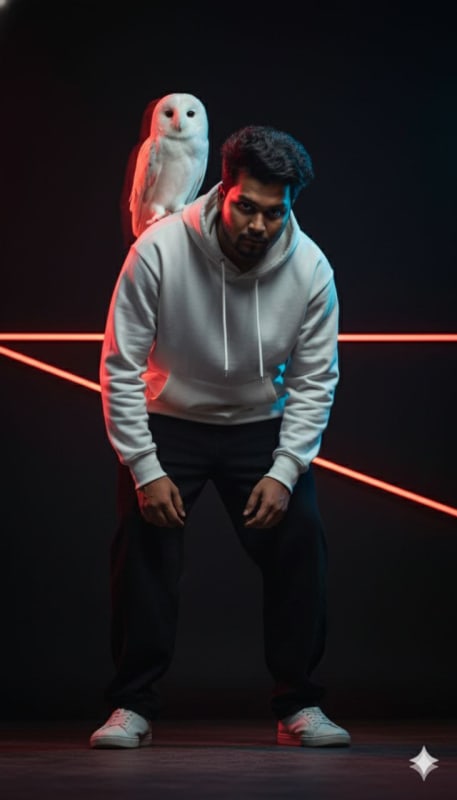 Neon Noir White Owl Fashion Portrait thumbnail 2