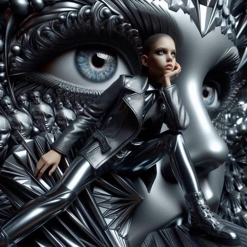 Futuristic Fashion Model in Cyberpunk City: AI Art Prompt thumbnail 8
