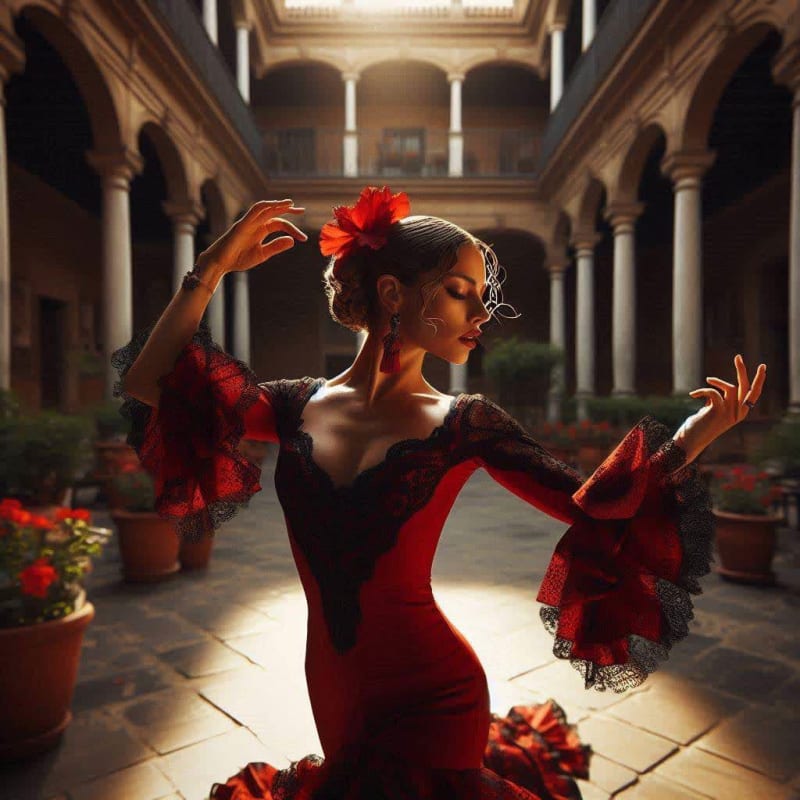 Flamenco Dancer in Traditional Spanish Setting thumbnail 3