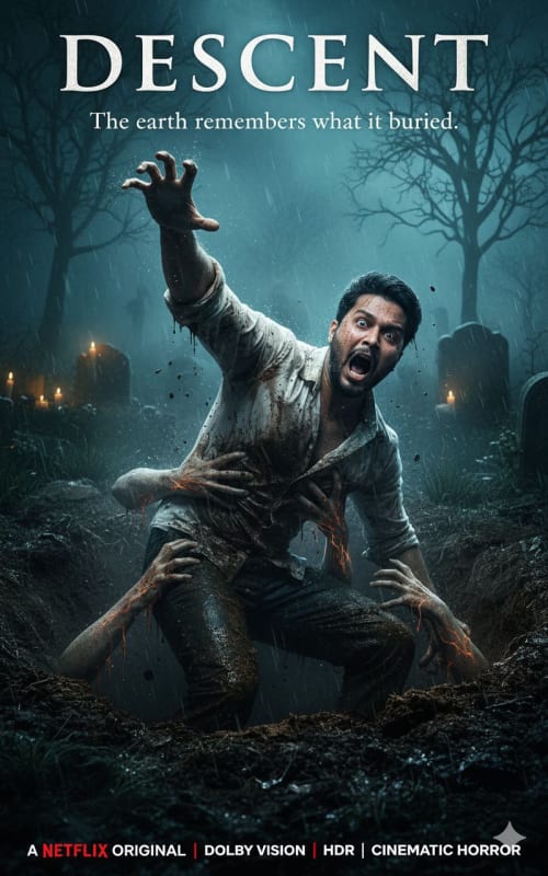 Cinematic Horror Poster: Man Dragged into Grave thumbnail 3