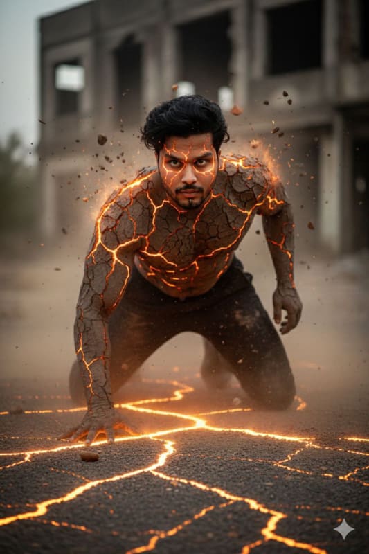 Magma Man: Realistic Earth Transformation Portrait - view 1