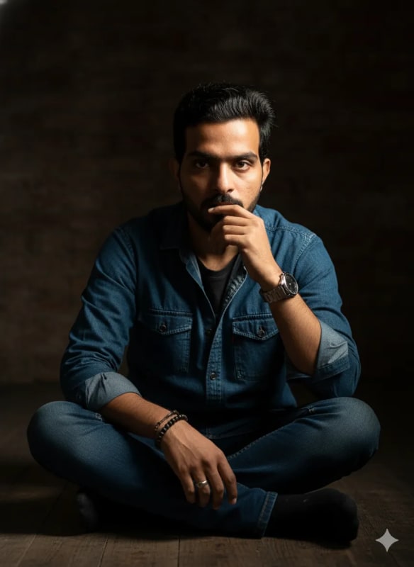Brooding Man Portrait in Moody Lighting - view 1