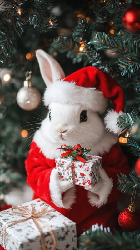 Festive Bunny: A Christmas Portrait in Photorealistic Style thumbnail 3