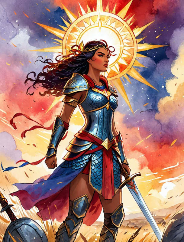 Epic War Goddess on Battlefield: AI Art Prompt thumbnail 4