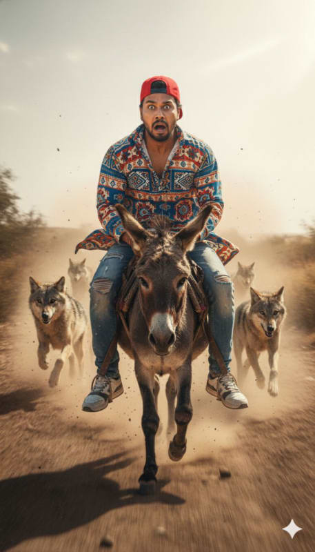 Cinematic Donkey Chase Scene - view 1