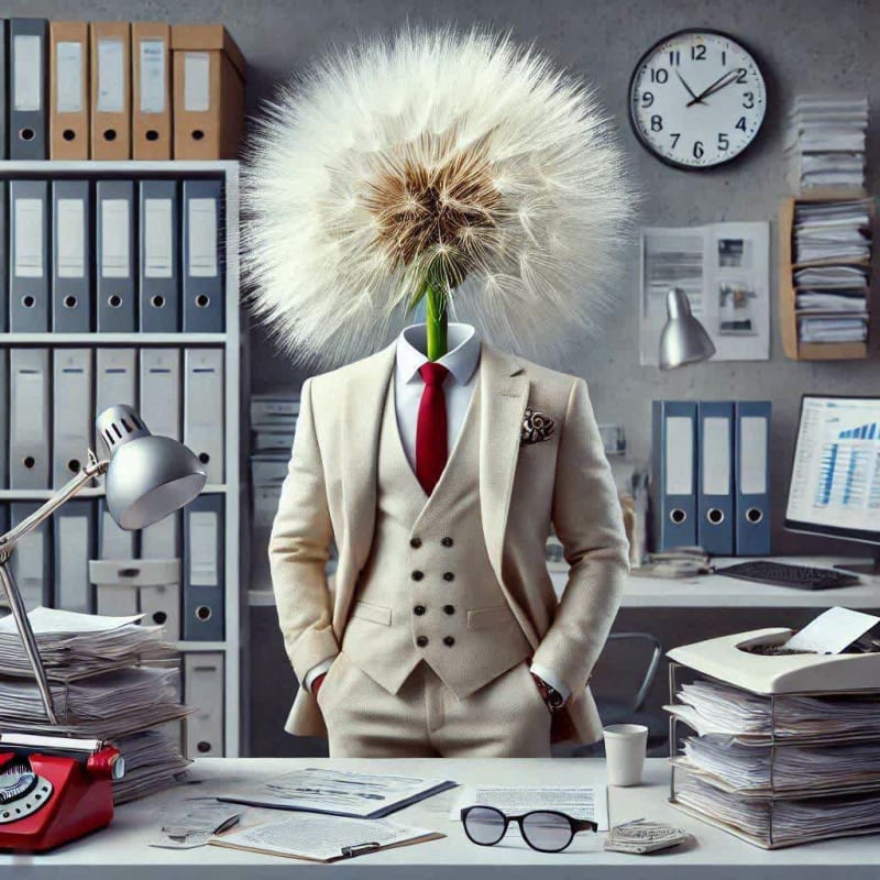 Dandelion in a Suit: Surreal Office Portrait - view 1