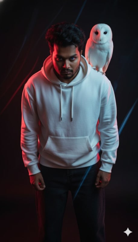 Neon Noir White Owl Fashion Portrait thumbnail 4