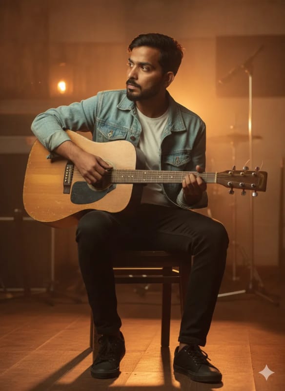 Introspective Musician Portrait: Cinematic Guitar Photography thumbnail 2