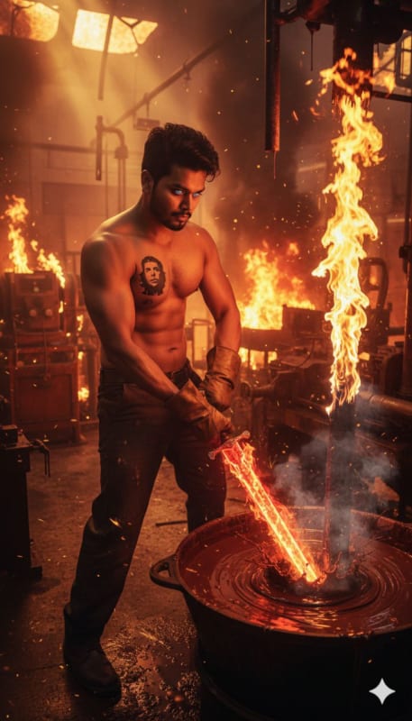 Cinematic Industrial Forge Portrait - view 1